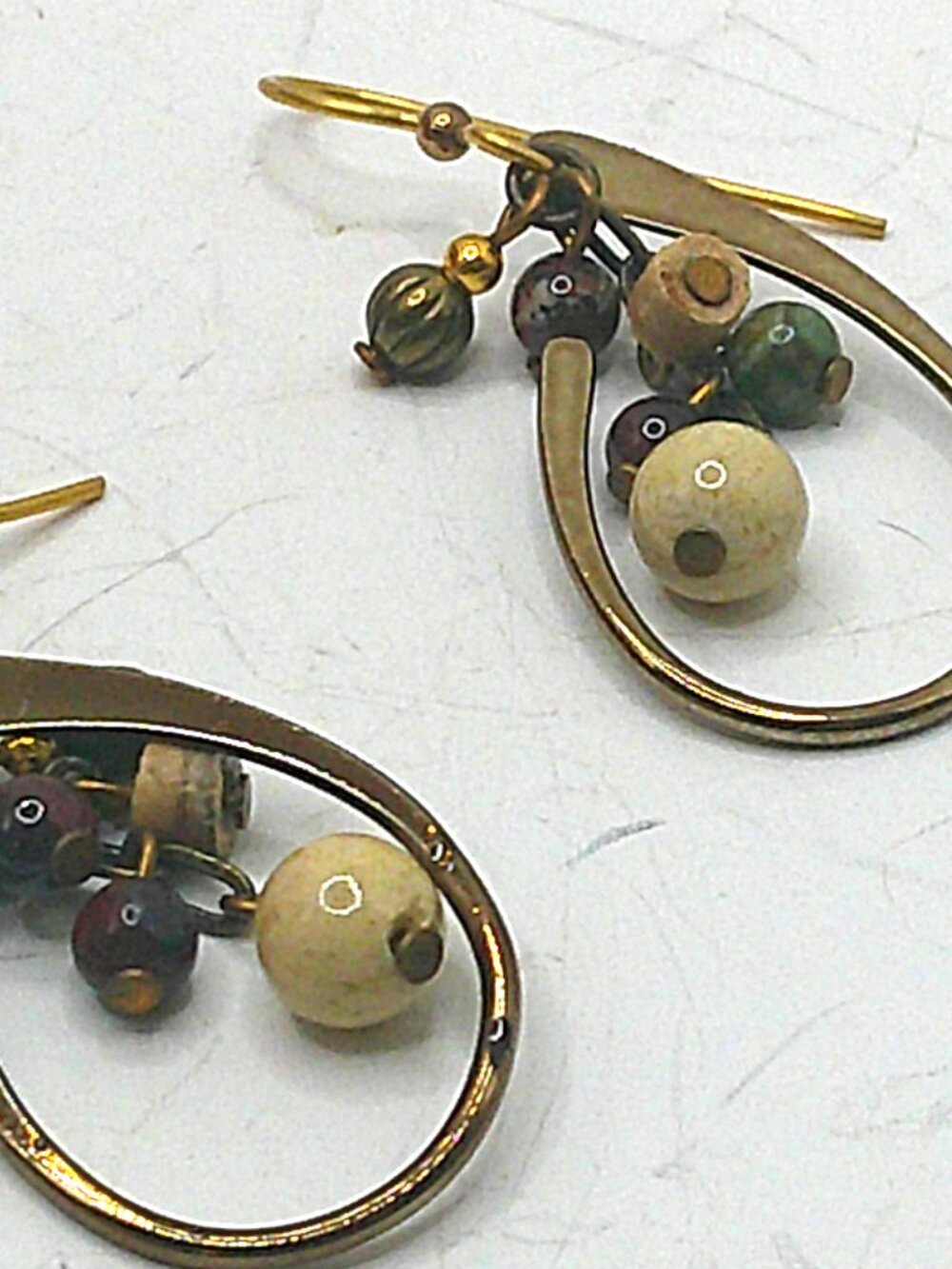 Goldtone and Multi-colored Bead Earrings